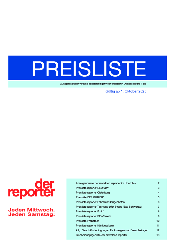 Preisliste reporter Verbund 2025