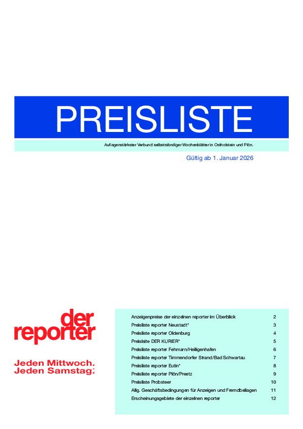 Preisliste reporter Verbund 2026