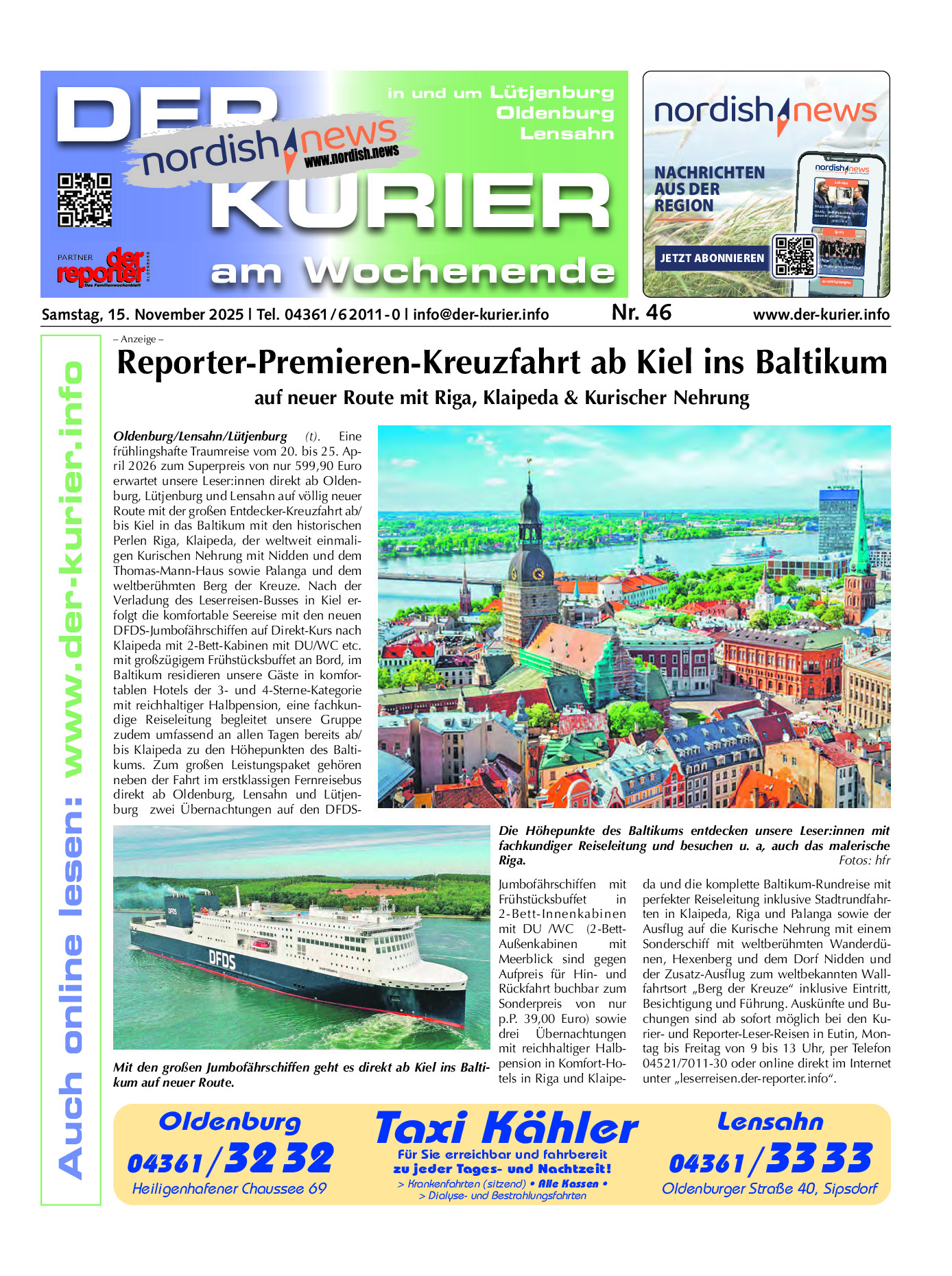 der KURIER Ausgabe 15. November 2025