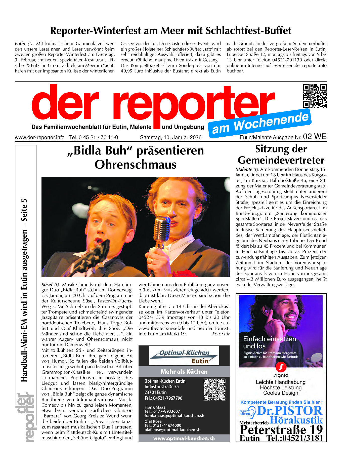 reporter Eutin am Samstag Ausgabe 10. Januar 2026