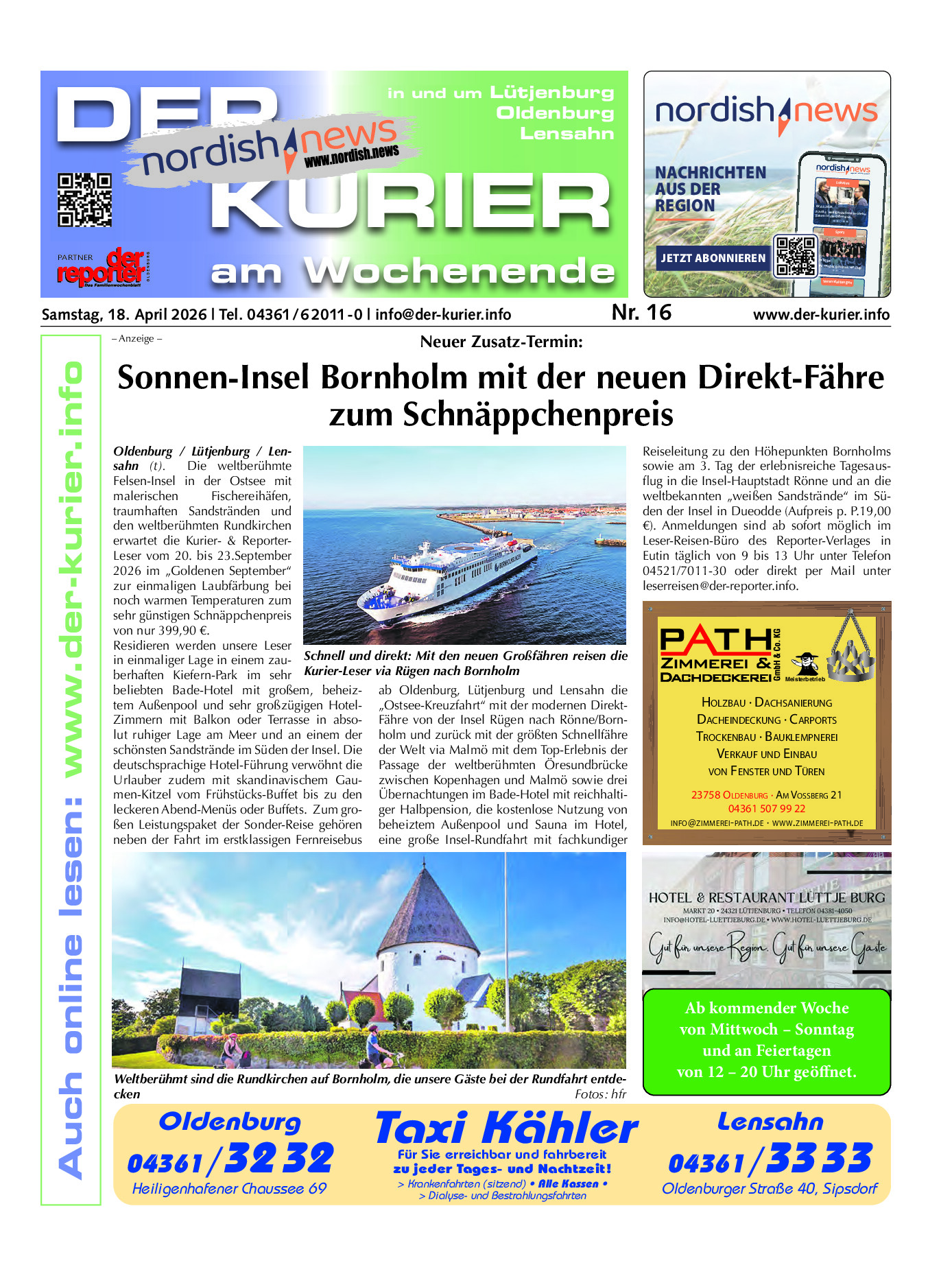 der KURIER Ausgabe 18. April 2026