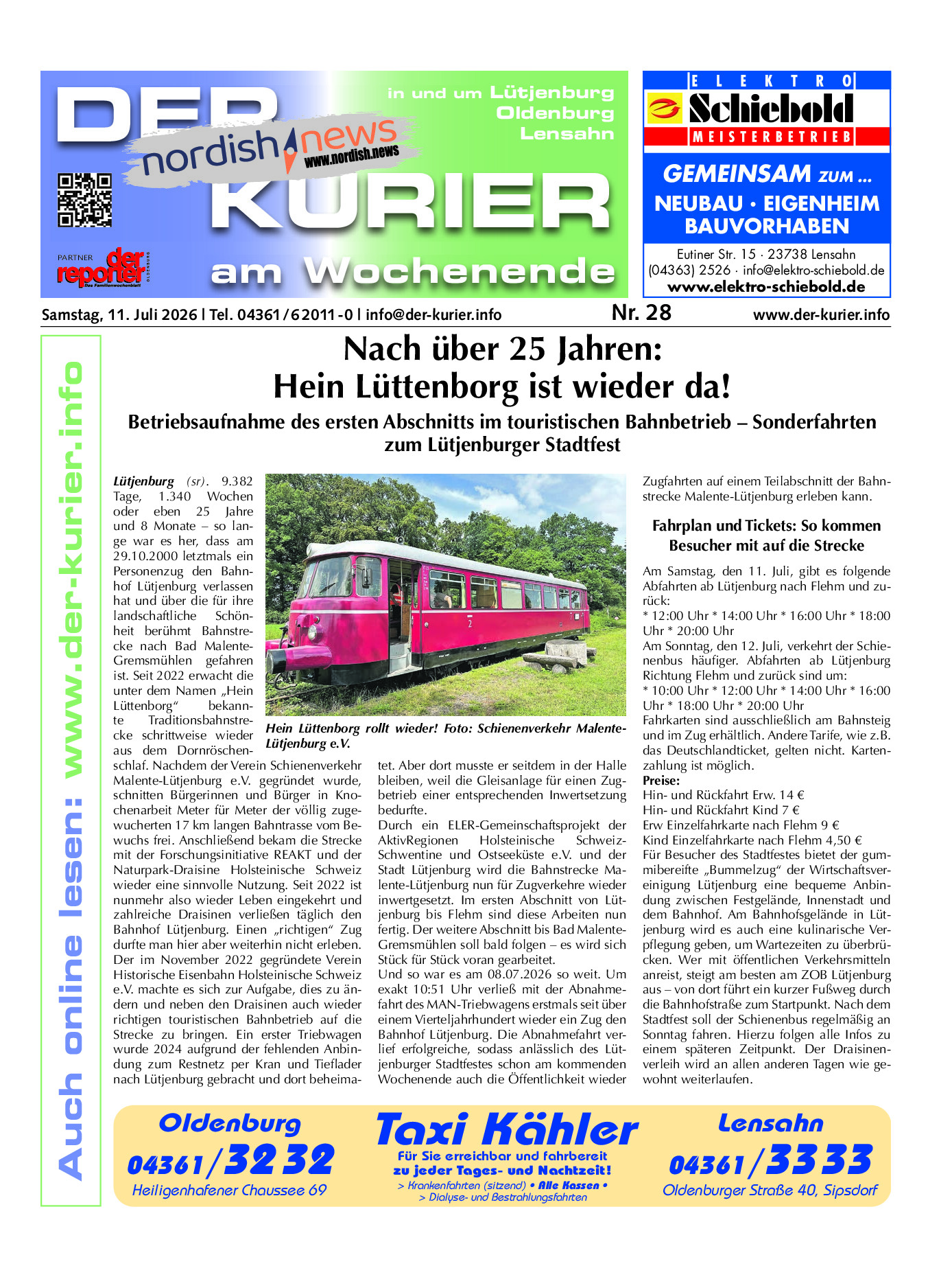 der KURIER Ausgabe 11. Juli 2026