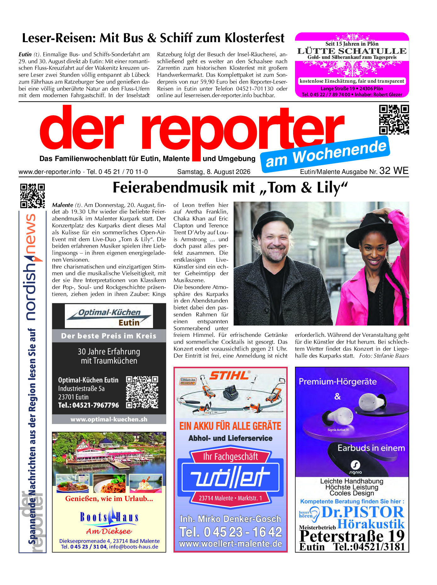 reporter Eutin am Samstag Ausgabe 08. August 2026