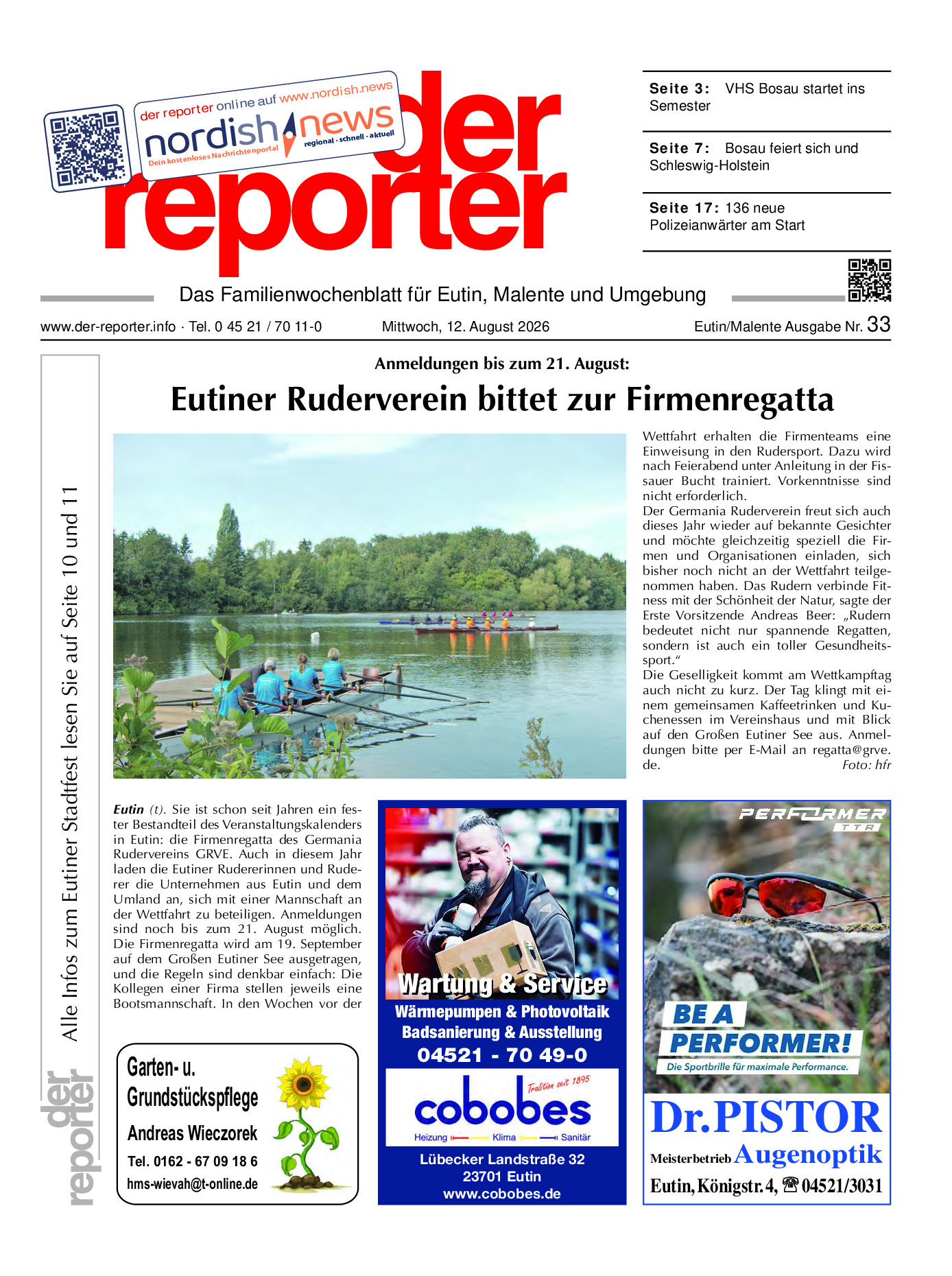 reporter Eutin am Mittwoch Ausgabe 12. August 2026